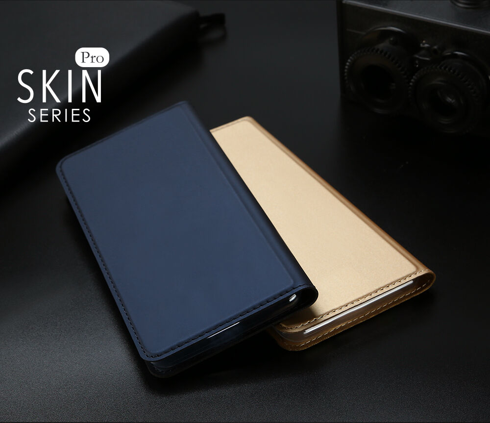 Husă DUX DUCIS, cu suport şi buzunare de acte, pentru Apple iPhone XS / iPhone X - auriu