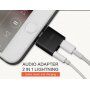 Reducţie 2 în 1 OCUBE Lightning la port 3,5 mm şi Lightning pentru Apple iPhone - negru