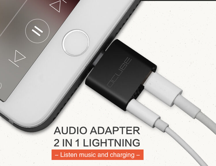 Reducţie 2 în 1 OCUBE Lightning la port 3,5 mm şi Lightning pentru Apple iPhone - negru
