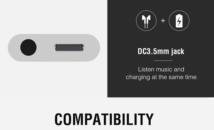 Reducţie 2 în 1 OCUBE Lightning la port 3,5 mm şi Lightning pentru Apple iPhone - negru