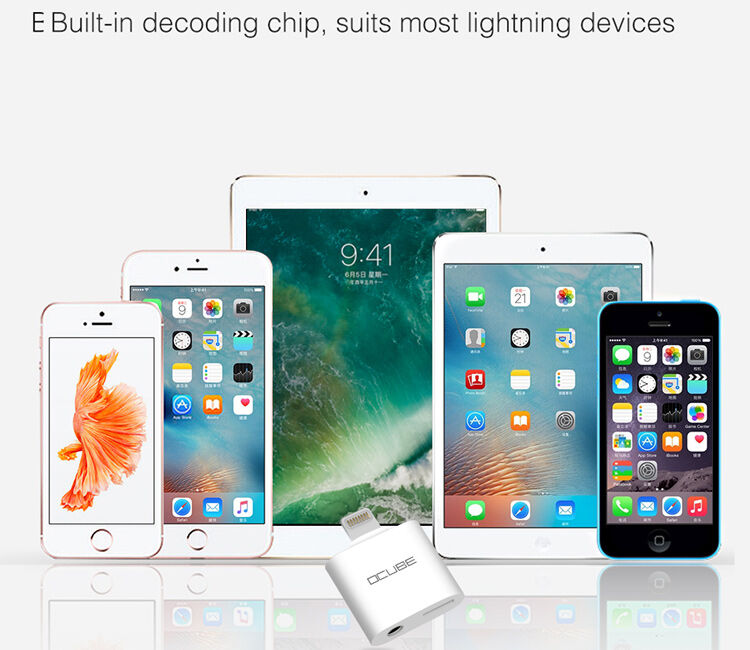 Reducţie 2 în 1 OCUBE Lightning la port 3,5 mm şi Lightning pentru Apple iPhone - negru