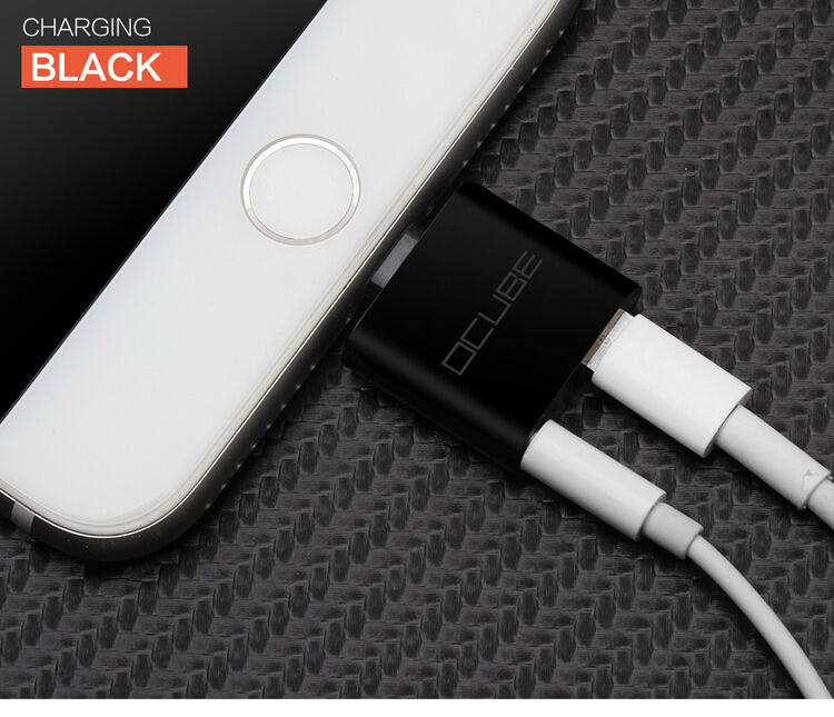 Reducţie 2 în 1 OCUBE Lightning la port 3,5 mm şi Lightning pentru Apple iPhone - negru