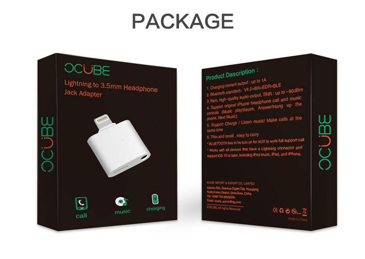 Reducţie 2 în 1 OCUBE Lightning la port 3,5 mm şi Lightning pentru Apple iPhone - negru