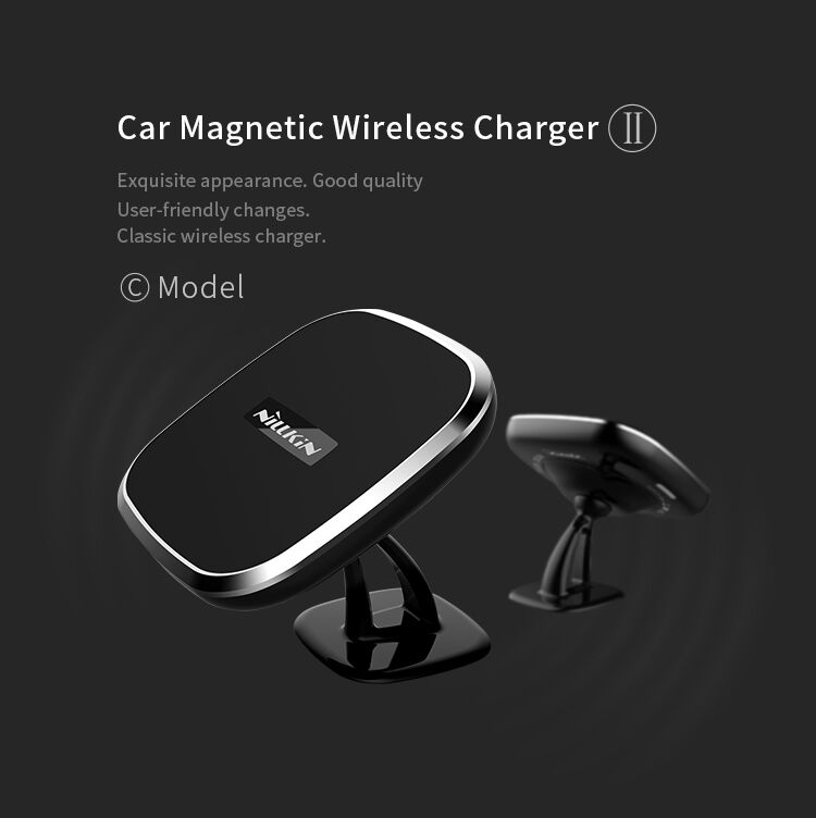Suport magnetic de design NILLKIN, cu încărcare Qi wireless pentru Apple iPhone - negru