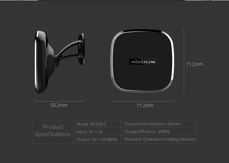 Suport magnetic de design NILLKIN, cu încărcare Qi wireless pentru Apple iPhone - negru