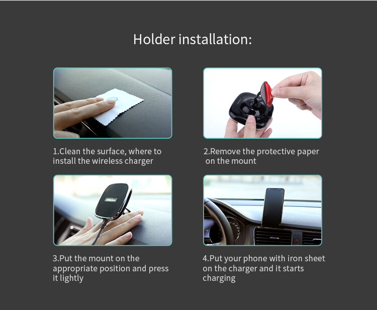 Suport magnetic de design NILLKIN, cu încărcare Qi wireless pentru Apple iPhone - negru