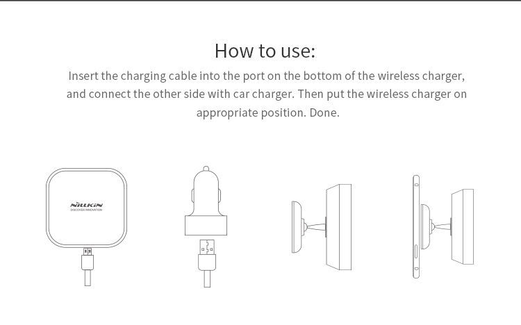 Suport magnetic de design NILLKIN, cu încărcare Qi wireless pentru Apple iPhone - negru