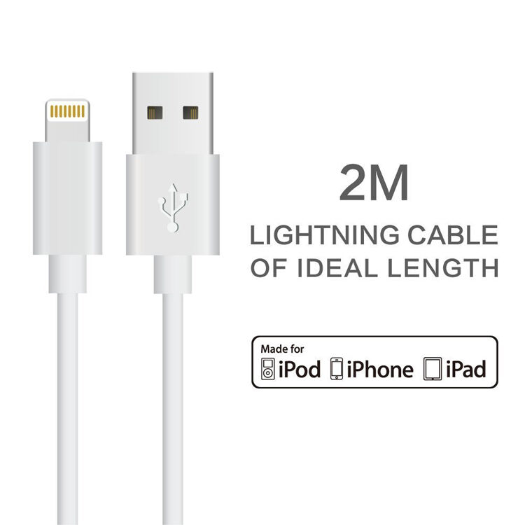 Cablu lightning OPSO, de sincronizare şi de încărcare, certificat MFI, pentru Apple iPhone / iPad / iPod - alb - 2m