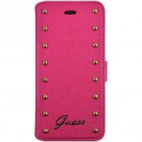 Guess Studded Folio husă flip din piele pentru iPhone 6 Plus / 6S Plus - roz