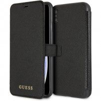 Guess husă flip imitație piele pentru iPhone XS Max - negru