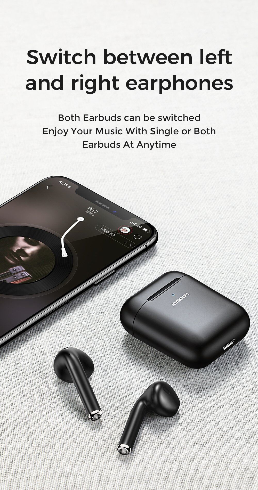 Căști wireless cu încărcare wireless pentru Dispozitive Apple - negru