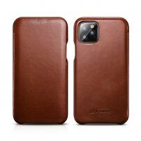 Icarer husă flip din piele pentru iPhone 11 Pro - maro cacao