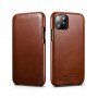 Icarer husă flip din piele pentru iPhone 11 Pro - maro cacao