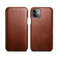 Icarer husă flip din piele pentru iPhone 11 - maro cacao