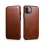 Icarer husă flip din piele pentru iPhone 11 - maro cacao