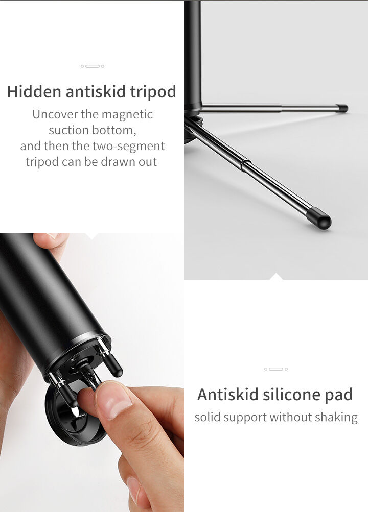 Baseus selfie stick telescopic bluetooth din aluminiu cu trepied - roşu