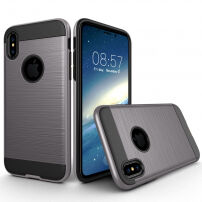 Carcasă de protecţie rezistentă, pentru iPhone XS / iPhone X - textură şlefuită - gri