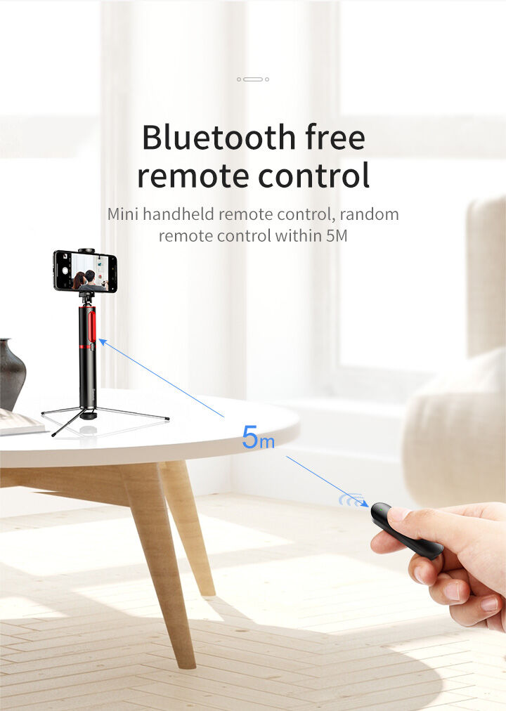 Baseus selfie stick telescopic bluetooth din aluminiu cu trepied - roşu
