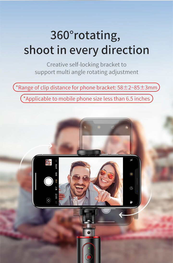 Baseus selfie stick telescopic bluetooth din aluminiu cu trepied - roşu