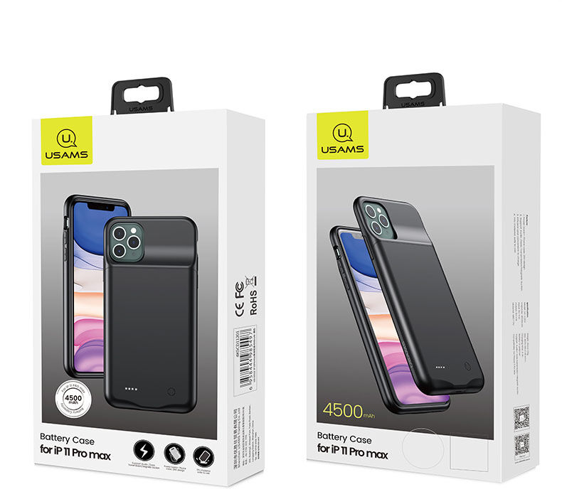 Usams carcasă cu baterie 4500mAh pentru iPhone 11 Pro Max - negru Usams carcasă cu baterie 4500mAh pentru iPhone 11 Pro Max - negru