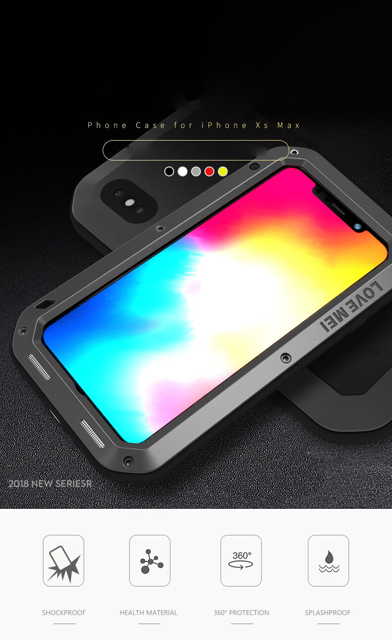 Love Mei carcasă foarte rezistentă la șoc/apă/praf pentru iPhone XS Max - negru