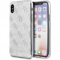 Guess 4G Solid Glitter carcasă cu sclipici pentru iPhone X / XS - argintiu