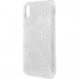 Guess 4G Solid Glitter carcasă cu sclipici pentru iPhone X / XS - argintiu