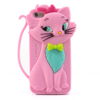 Carcasă din silicon 3D, pentru iPhone 5 / 5S / SE (2016) - pisică simpatică - roz