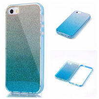 Carcasă lucioasă din gel, cu paiete, pentru iPhone 5 / 5S / SE (2016) - albastru