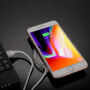 Încărcător QI wireless cu încărcare rapidă şi cu indicator luminos, pentru iPhone - albastru
