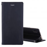 Husă din piele MERCURY, cu buzunar de acte şi cu stativ, pentru iPhone XS / iPhone X - negru