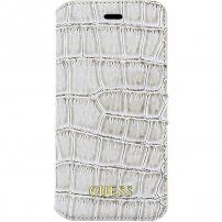 Guess Shiny Croco Book husă flip pentru iPhone 6 / 6S - bej