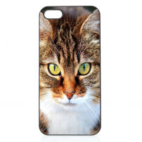 Carcasă din plastic cu strat din aluminiu, pentru iPhone SE (2016) / 5S / 5C / 5 - Cap de pisică