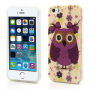 Carcasă de protecţie pentru iPhone SE (2016) , 5S a 5 - bufniţă violet cu cicuri