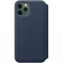 Apple Folio husă originală din piele pentru iPhone 11 Pro - albastru închis