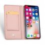 Husă DUX DUCIS, cu suport şi buzunare de acte, pentru Apple iPhone XS / iPhone X - roz-auriu