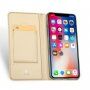 Husă DUX DUCIS, cu suport şi buzunare de acte, pentru Apple iPhone XS / iPhone X - auriu