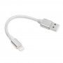 Cablu împletit de date și încărcare, USB-A 2.0 / Lightning pentru iPhone / iPad / iPod / AirPods -13 cm - argintiu