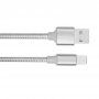 Cablu împletit de date și încărcare, USB-A 2.0 / Lightning pentru iPhone / iPad / iPod / AirPods -13 cm - argintiu