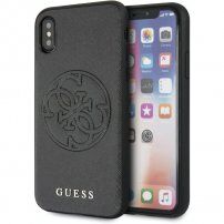 Guess Saffiano carcasă cu logo pentru iPhone X / XS - negru