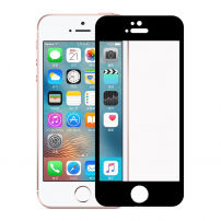 Sticlă 3D durificată, pentru toată circumferinţa telefonului, pentru iPhone SE (2016)/ 5S / 5 - 0,3 mm - negru