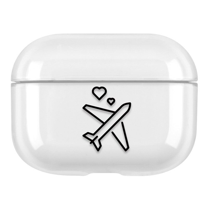 Husă pentru AirPods Pro - avion îndrăgostit - transparent - AppleKing.ro