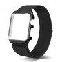 Carcasă metalică cu curea structură milano pentru Apple Watch 38mm - negru