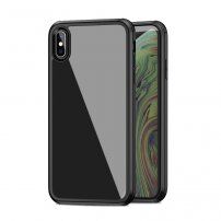 Ipaky carcasă cu partea din spate din sticlă și protecție a marginilor pentru iPhone X / XS - negru