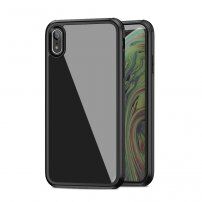 Ipaky carcasă cu partea din spate din sticlă și protecție a marginilor pentru iPhone XR - negru