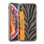 Ipaky carcasă elegantă cu suprafață din material textil pentru iPhone X / XS - gri-portocaliu