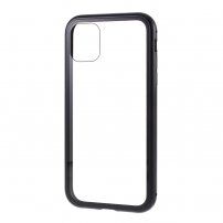 Husă pentru întreg telefon din sticlă temperată și cadru din metal pentru iPhone 11 - negru