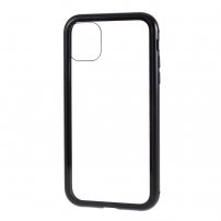 Husă pentru întreg telefon din sticlă temperată și cadru din metal pentru iPhone 11 Pro - negru