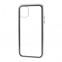 Husă pentru întreg telefon din sticlă temperată și cadru din metal pentru iPhone 11 Pro - argintiu