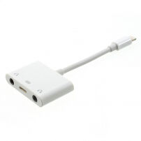 Reducţie conector lightning cu două conectoare jack 3,5 mm şi cu conector lightning, pentru Apple iPhone / 8 / 8 Plus / 7 / 7 Plus